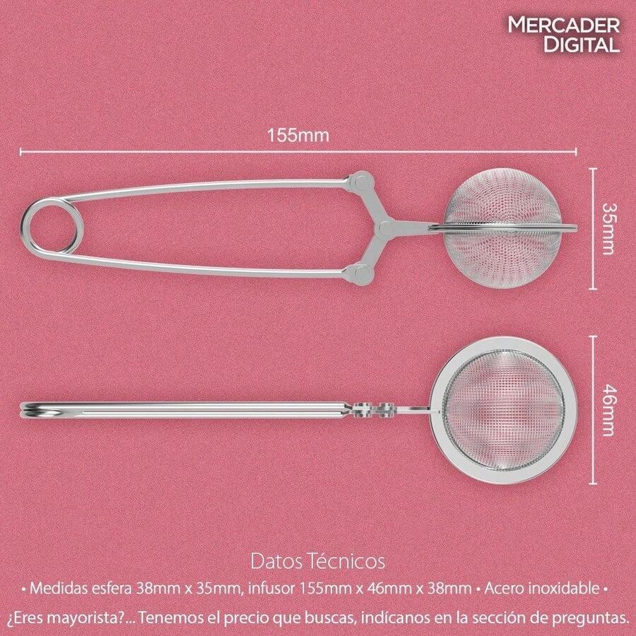 TendenciaInfusor Té Pinza Bola Filtro Malla Acero Inoxidable TisanaCalidad premium - Gris - Ver 1