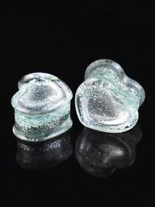 1对8-30毫米闪亮心形耳扩耳钉隧道亚克力人体穿刺饰品 - 閃亮 - 查看 8