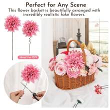 [Free Shipping]Artificial Flower Box Set – Faux Floral Bouquet For Party&Table Centerpieces, Realistic Pink Flowers Artificial For Home & Wedding Decoration,Bulk Fake Flowers With Stems - 亮粉紅色 - 查看 4