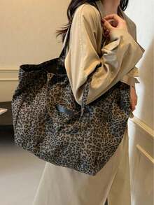 Women's Bag Fashion Large Capacity Women's Bag Tote Bag Leopard Print Canvas Bag Is A Lightweight Large Bag Suitable For Schools, Campuses, Libraries, Shopping, Travel, Outdoor Activities, Picnics, Large Capacity Handbags, Shoulder Bags, Handbags, Tote Bags For School,College Essentials, New Fashionable Big Bags For Women