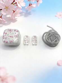 4个粉色樱花蝴蝶结充电器保护套，兼容苹果40W/17系列充电器 - 彩色 - 查看 7