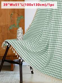 1/30 piezas Cortina a cuadros con borlas estilo bohemio, decoración de cortina de estilo granja para cocina, apta para dormitorio, sala de estar, cocina, vacaciones, fiestas, decoración diaria del hogar - Multicolor - Ver 17