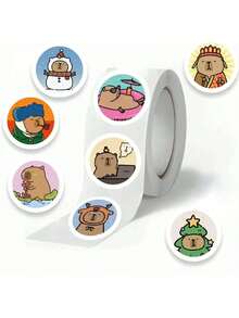 EstiloQuerida Mia, pequeña Liz|   500 Piezas Capybara Pegatinas Calcomanías Kawaii Animal Vinil Scrapbook Arte Manualidades Tarjetas DIY|   Obsequio Recuerdo Regalo Fiesta Día del Niño (Capybara C, 1 Roll=500 Pz)Versión mejorada - Carpincho C - Ver 7