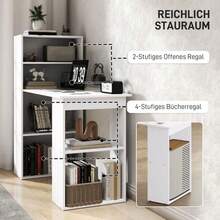 Escritorio de cocina HOMCOM con estante de 120 x 55 cm, mesa para ordenador portátil, mesa de trabajo en blanco para oficina y hogar. - Blanco - Ver 5
