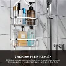 Estante de Ducha Colgante de 3 Niveles, Organizador Colgante de Ducha de Acero Inoxidable para Champú, Organizador de Alcachofa de Ducha,para Baño,Cocina,Hotel. - Plateado - Ver 6