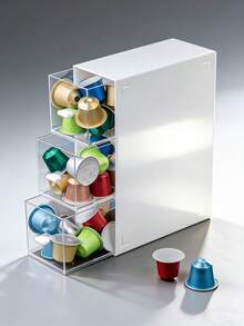 三层茶包收纳盒，适用于茶包、咖啡胶囊，多隔层塑料收纳盒，防尘多功能抽屉盒，是茶角、橱柜、食品储藏室、台面、办公室、厨房、化妆品收纳盒的理想之选，让茶包井然有序。