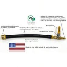 Winterize RV Motorhome Boat Camper and Travel Trailer: Air Compressor Quick-Connect Plug to Male Garden Hose Faucet Blow Out Adapter with Valve Lead-Free Brass 14" Long - Plateado - Ver 5