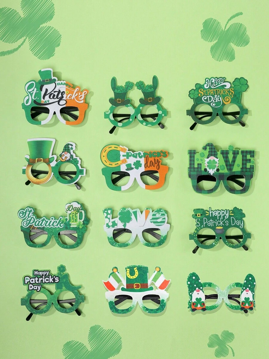 5pcs Random St. Patrick's Day Pet Glasses, Suitable For Dogs To Wear - Multicolor - View 1