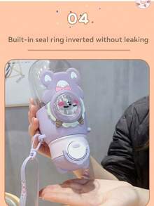 Cute Animal Kids Water Bottles 750ml - Bunny Dinosaur Lamb Bear, Insulated Tumbler With Carry Strap & Straw, One-Hand Open Leakproof Plastic Cup - Multicolor - View 11