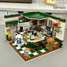 500+Pcs Commercial Street Series Panda Streetscape Building Blocks Set, Decoration, Adult Building Blocks Set, City Street Shops Building Blocks, Panda Cafe, Panda Bar, Panda Hair Salon Mini DIY Building Block Model MOC Construction Toys, DIY Creative Home Decor Room Decoration Toys, Gift For Easter, Birthday, Christmas, Valentine's Day - Creative Street Scene Building Blocks - View 10
