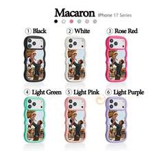 1pc Customized Macaron Design Wave Pattern Phone Case, Ideal Gift For Boyfriend, Girlfriend, Family, Friends, Grandparents, Couples, Pet Lovers - Black - View 2
