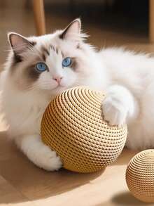 1pc Cat Toy Sisal Ball, Extra Large Self-Entertaining Stress Relief Chew Toy, Scratch Stick Cat Ball For Cats - Multicolor - View 7