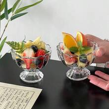 Glass Dessert Bowls, Vintage Glass Ice Cream Bowls (With Stable Base), Salad/Appetizer Plates, Mini Bowls, Glass Tableware, Kitchen Utensils - Multicolor - View 2