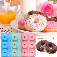 1pc 6-Cavity Silicone Donut Mold, Non-Stick Donut Baking Tray, Cake, Cookie, Muffin, Bagel Baking Pan, Heat Resistant For Making Donuts, Cupcakes, Cookies, Bagels, Muffins - Multicolor - View 2