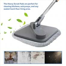 1pc Net And Dirt Separation Mop Replacement Cloth, Square Thick Fiber Cleaning And Dirt Rotating Flat Plate Adhesive Mop Head Accessory - Grey - View 4