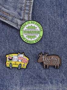 3pcs Vegetarianism Advocates Enamel Needles Cute Lamb Brooches Lapel Badges Jewelry Gifts For Friends - Multicolor - View 12