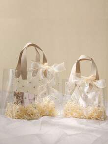 2 Packs Transparent Handheld Gift Bags, Ins-Style Birthday Gift Boxes With High-End Feel, Small Daisies Gift Bags, Handheld Gift Bags, Candy Boxes, Transparent Gift Boxes, Wedding Gift Bags (1 Large + 1 Small), No Ribbon Included - Multicolor - View 1