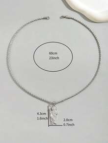 1pc Stainless Steel Necklace + Copper Zirconia Jesus Judas Thaddeus Pendant Necklace, Christian Elements Unisex Jewelry, Elegant Silver Tone Men's Necklace, Suitable For Daily Wear - White - View 6