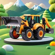 1pc,2 Styles Optional Manual Construction Vehicle Toys – Non-Electric Hand-Operated Front Loader With Detachable Dump Cart & Backhoe Loader, Plastic Engineering Toys For Kids, Realistic Functional Bucket/Digger Design For Sandbox Backyard Indoor Outdoor Pretend Play, Imaginative Play Toys To Boost Fine Motor Skills & Creativity For Ages 3+, Boys Girls Christmas Halloween Birthday Gift - Multicolor - View 4