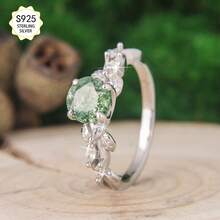 1 pieza de S925 de plata fina, refinada y refinada de hierba natural de acuaria empilada de mujer con un anillo elegante y fresco para la fiesta de compromiso de bodas regalo de joyería adecuado 6g - 6 - Ver 3