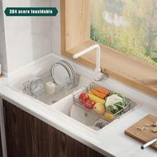 Escurridor de Trastes 304 Acero Inoxidable Escalable Organizador de Platos sobre Fregadero Escurridor de Cubiertos Impermeable y Antioxidante Aecador de Trastes Cocina & cocina | cocina accesorios | escurridor de trastes