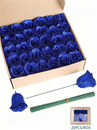 20pcs Artificial Gold Pink Roses With 20pcs Stems, Glitter Decorated DIY Artificial Flowers, Suitable For Crafts, Wedding Bouquets, Home Decor, Festivals, Valentine's Day, Mother's Day, Spring Decor, Home Decoration, Birthday Gifts, Room Decor, Garden Outdoor Decor, Gothic Wedding Decor