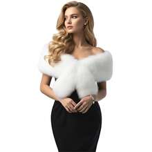 Long Women's Faux Fur Collar Scarf Wrap, Cold Winter Warm  Scarf Shawl Shrug Neck Warmer Wrap,White - 白色 - 查看 3