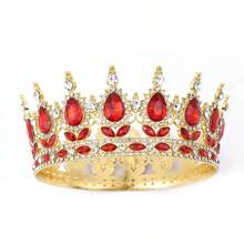 1件女士奢华水钻皇冠头饰，适用于婚礼装饰、派对、选美比赛、庆典、舞蹈、时装秀、鲜花装饰、生日派对、圣诞节装饰。专为女性设计的水钻生日派对套装——金色皇冠头饰、生日女王绶带，适合作为送给她的生日礼物、发饰、庆典礼品和装饰品。