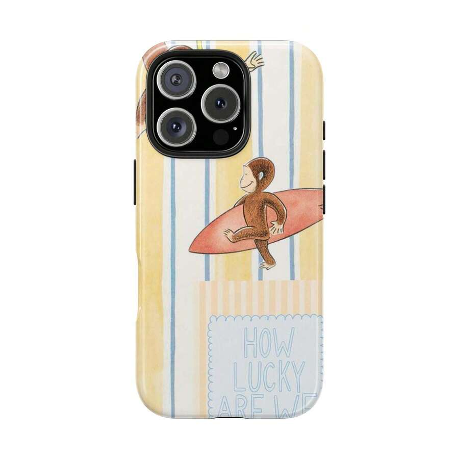 Curious George Retro Patchwork Design  Case Stylish Protective Cover For  17 16 15 14 13 12 11 Air Pro Promax - Black - View 1