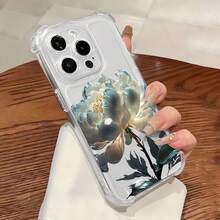 Funda para teléfono con diseño  Blue Peony Bloom Element, compatible con los modelos de  16, 15, 14 Pro Max, 13, 12, 11, XR y XS Plus. Fabricada en silicona TPU, ofrece protección contra golpes y caídas, además de una excelente sensación al tacto. Es el regalo ideal para familiares, amigos y seres queridos. - transparente - Ver 2
