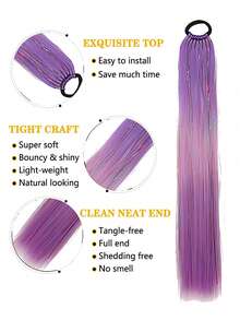 Bộ 2/1 tóc giả bện màu tím dài 24 inch dành cho bé gái, kết hợp với tóc thẳng dài, phụ kiện tóc đuôi ngựa bồng bềnh chịu nhiệt, phù hợp cho bé gái và thiếu niên, thích hợp cho các buổi tụ họp hàng ngày và tiệc tùng. - Nhiều màu - Xem 8