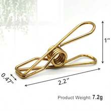 50 Alfileres Dorados de Acero Inoxidable Resistentes Pinzas para Ropa Ideal para Viajes y Camping - Preocuparse - Ver 2