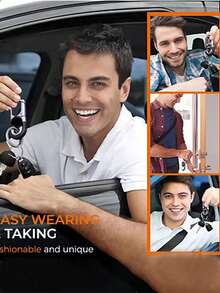 高级合金双环钥匙扣，商务钥匙扣，时尚男士钥匙扣，金属钥匙扣，汽车造型钥匙扣，适合所有年龄段 - 彩色 - 查看 4