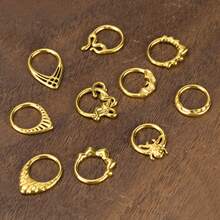 1件時尚身體飾品 G23 鈦合金鼻環耳環，金/銀色，1.2*8mm 中性尺寸，多種花紋，適合日常穿戴、派對、禮物的穿刺配件 - 鼻環 - 查看 11