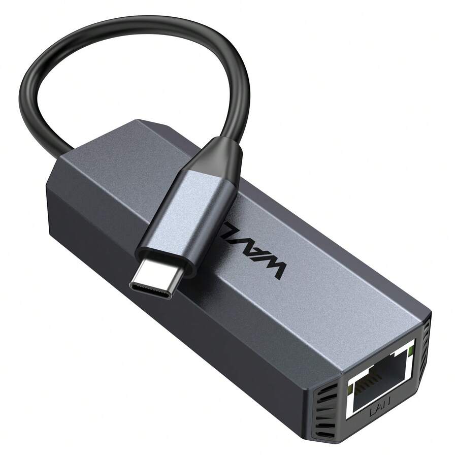 WAVLINK USB C To Ethernet Adapter 5Gbps,Driver-Free RJ45 Gigabit LAN Ethernet Network Adapter For Laptops,Tablet,Computers And More,Thunderbolt 5/4/3 Compatible,Plug And Play,Portable,For MacBook Pro/Air,IPad Pro,Dells XPS - Grey - View 1