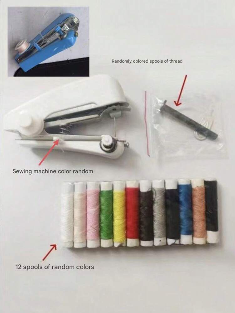 1pc Mini Manual Sewing Machine, Multi-Functional All-In-One With 12 Colored Thread Spools & Accessories (15pcs Set), Quick Sewing Machine, Portable Sewing Machine, Portable Metal Sewing Machine, Small Multi-Functional Household Sewing Machine, Please Read The Instruction Manual Carefully. - Multicolor - View 11