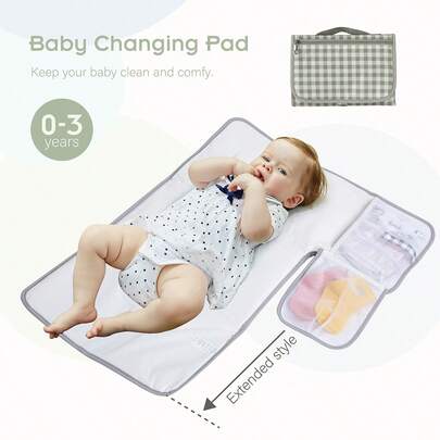 1 tấm lót thay tã gấp gọn kèm túi đựng, thảm thay tã di động phù hợp cho trẻ sơ sinh từ 0-6 tháng tuổi, lý tưởng cho việc chăm sóc hàng ngày của cha mẹ, đi lại, dã ngoại và du lịch cùng gia đình, cũng là một món quà tuyệt vời cho các bậc cha mẹ mới.
