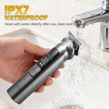 Hatteker 1件套多功能理发器套装，理发器，鼻毛修剪器，便携式，私人，油头雕刻电动理发器 - 灰色 - 查看 7