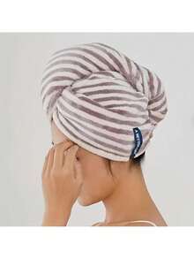 1 Pc Quick-Dry Shower Cap - Super Absorbent Head Towel, Soft Bathing Swimming Cap, Suitable For Women/Men, Gym, Pool, Travel - Essential For Spa Salon - Bathroom Accessories Hair Drying Towel Wrap - 條紋毛巾-1條 - 查看 1