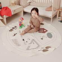 Alfombra para gatear para bebés, tapete de lona suave para niños pequeños, alfombra redonda portátil plegable antideslizante para niños, dormitorio, sala de juegos - Multicolor - Ver 9