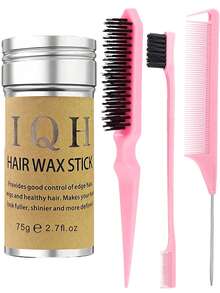 ikt IQH Hair Wax Styling Set, Includes Edge Brush, Wooden Handle Hair Brush, And Pointed Tail Comb, Can Be Used To Smooth Flyaways, Create Sleek Ponytails, Styling, And Daily Hairstyles, Suitable For Women
