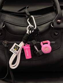 创意设计系列可爱撞色甜美酷炫运动包配件，登山扣，攀岩绳，健身配件，健身系列杠铃哑铃片，运动水壶吊坠 - 彩色 - 查看 13