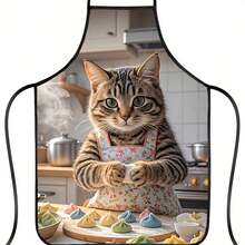 1 Dream Cat Chef Apron - Dumpling Cat Design For Everyday Cooking And Cafe Use - Fun Kitchen Accessories Gifts For Cat Lovers, Pet Themed Gifts - 1 cái - Xem 9