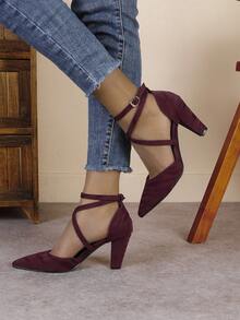 Giày cao gót mũi nhọn gợi cảm dành cho nữ, giày sandal thời trang đa năng. - Màu Đỏ Sâu - Xem 6