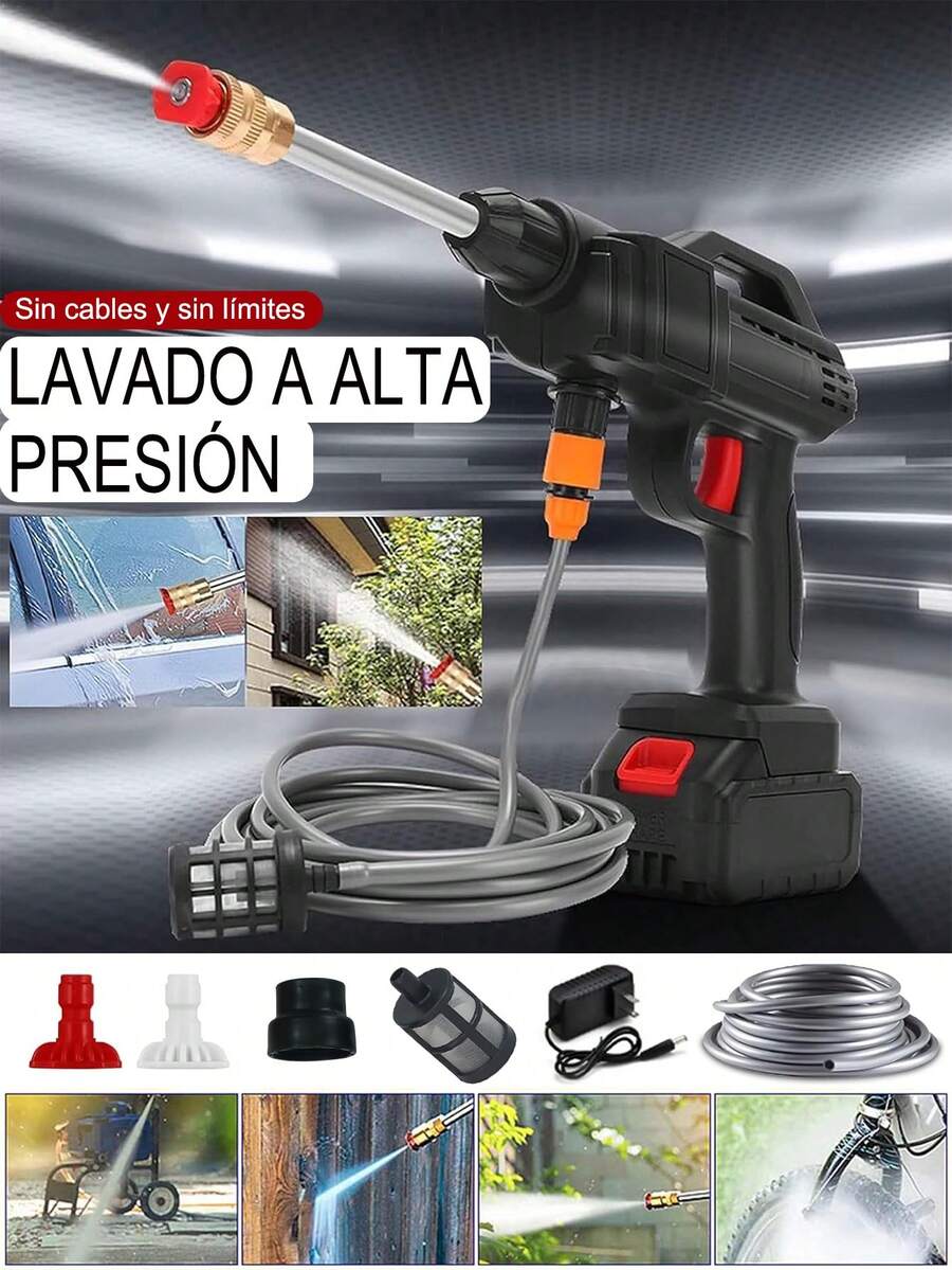 Pistola de lavadora a presión, lavadora a presión portátil con manguera de 5m, pistola de lavado de autos eléctrica de 24V, lavadora a presión para lavar autos, pisos y riego de jardín, accesorios para automóviles