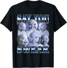 Ai Baby Funny Laughing Say You Swear Holding Laugh Brainrot T-Shirt Soft Unisex, Tees, Everyday Wear, Great Gift For Him, Her Or A Friend - 黑色 - 查看 6