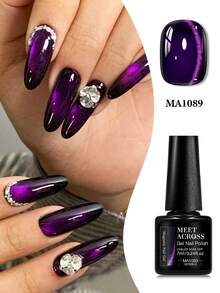 MEET ACROSS 1 lọ sơn gel móng tay mắt mèo màu tím vàng kim, 7ml, sơn gel mắt mèo từ tính siêu bóng, sơn gel UV bán vĩnh cửu, dễ tẩy, dùng để làm móng nghệ thuật tại nhà và tiệm làm móng. - Nhiều màu - Xem 2