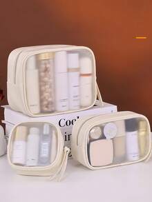 1 chiếc túi đựng mỹ phẩm du lịch đa năng, túi đựng đồ trang điểm di động, túi đựng đồ vệ sinh cá nhân thiết kế trong suốt, túi đựng đồ để bàn dung tích lớn chống thấm nước, thích hợp để sắp xếp và cất giữ mỹ phẩm, nước hoa, son môi, đồ dùng vệ sinh cá nhân và các sản phẩm làm đẹp, vật dụng thiết yếu cho gia đình và du lịch, món quà tuyệt vời cho gia đình, bạn bè và phụ nữ. - Nhiều màu - Xem 3