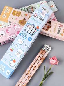 10pcs/20pcs Cute Cartoon Pencils, (10pcs Per Box) Random Colors And Styles, High-Quality Creative Student Stationery, HB Pencils, Smooth Writing, Built-In Eraser, Suitable For Exams, Sketching And Drawing, Professional Art Pencils, Office Signing Supplies, Great Gift For Family, Friends, Coworkers, School Supplies - Random Color - View 4