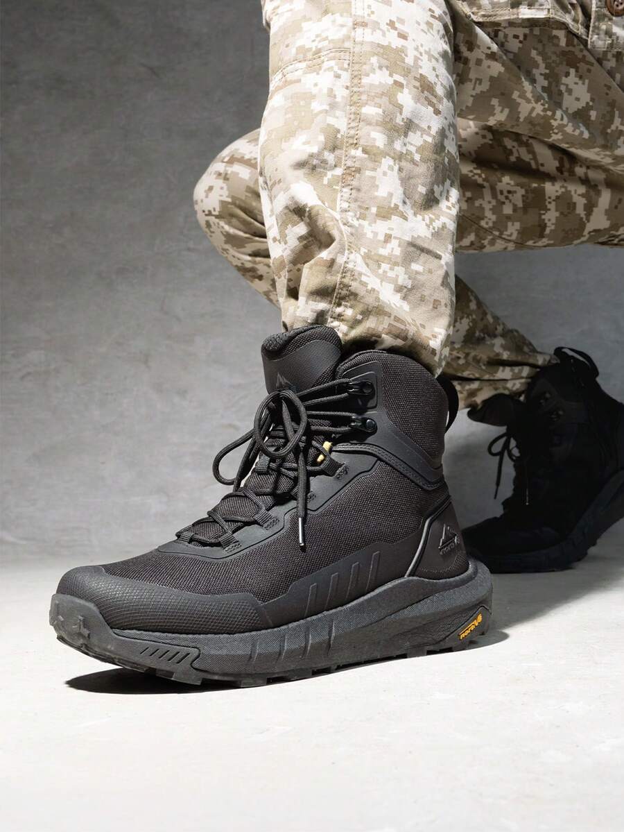 Men's Tactical Hiking Boot Lightweight Cushion Sole Boots for Work All Day Side Zipper Motorcycle Combat Military Boot Arch Support 8 Inches Terrascope